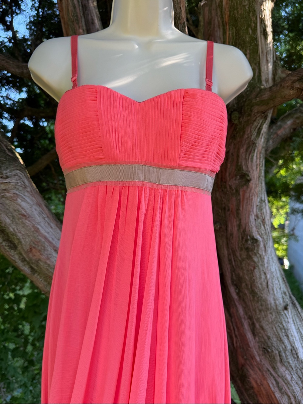 BCBGMaxAzria 2 Pink Coral Pleated Bodice Grecian Drape Style Formal Dress Size 2 - Picture 15 of 17